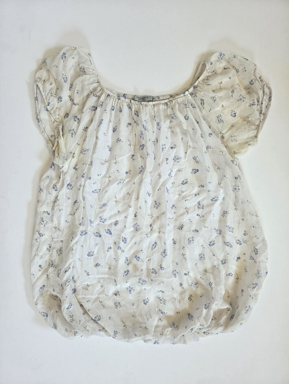 Tendenze 100% silk italien made peasant cottagecore top floral ditsy feminine M